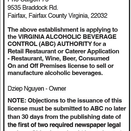 Pho Saigon ABC Notice
